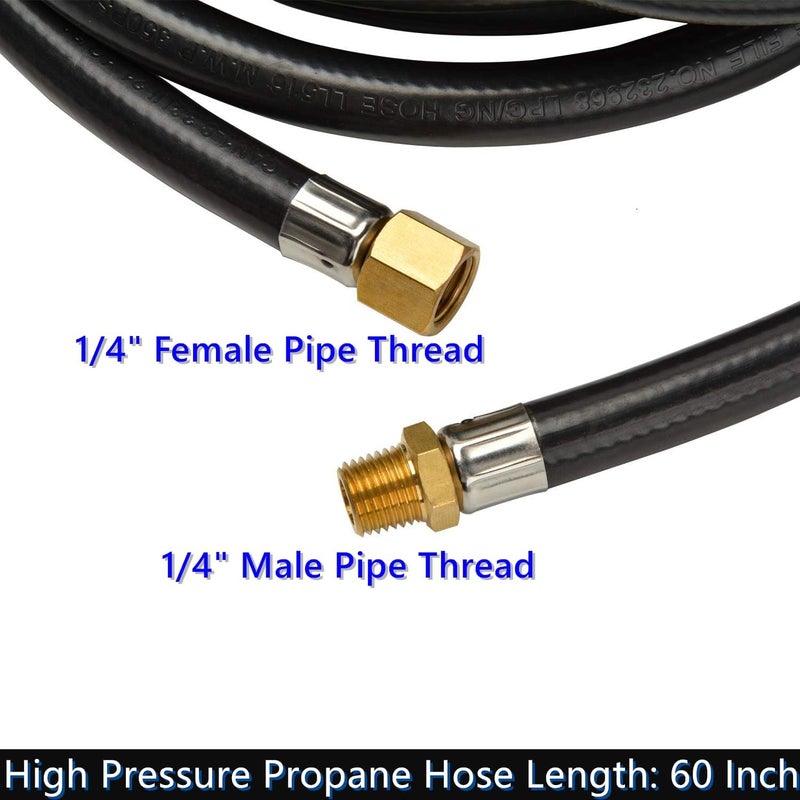 MCAMPAS 1/4 Inch NPT Propane Appliance Extension 5 Feet High Pressure Hose For Gas grills, Turkey Fryers, Fire Pit, Mr Heater.RV Equipment Etc- 1/4" Male NPT x 1/4" Female NPT - Image 5